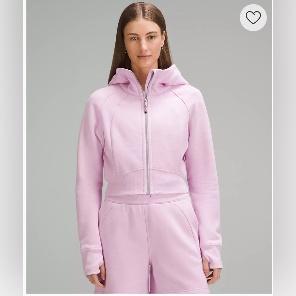 New without tag Lululemon Scuba Full-Zip Cropped Hoodie in Vitamin Pink.